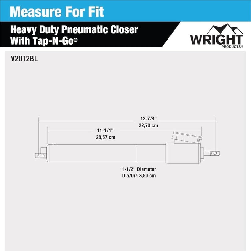 Wright Products V2012BL Heavy Duty Tap-N-Go Pneumatic Closer, Black - Image 4